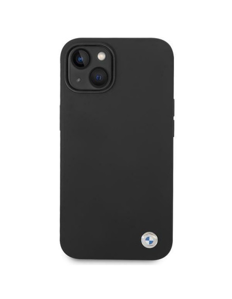 BMW Silicone Metal Logo dėklas iPhone 14 Plus - juodas BMW Silicone Metal Logo dėklas iPhone 14 Plus - juodas