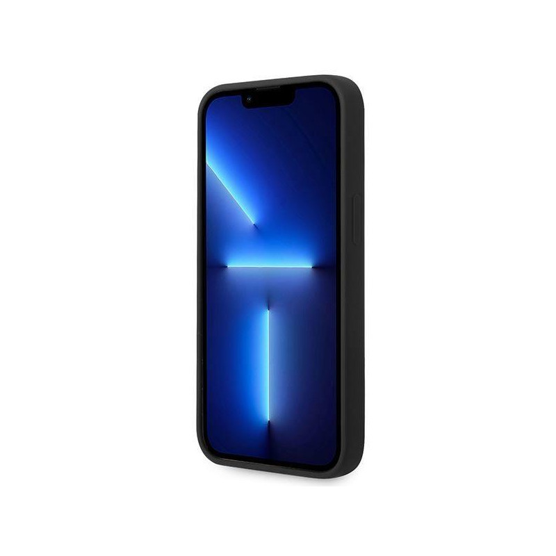 BMW Silicone Metal Logo dėklas iPhone 14 Plus - juodas