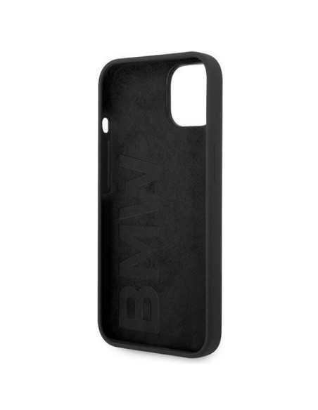 BMW Silicone Metal Logo dėklas iPhone 14 Plus - juodas BMW Silicone Metal Logo dėklas iPhone 14 Plus - juodas