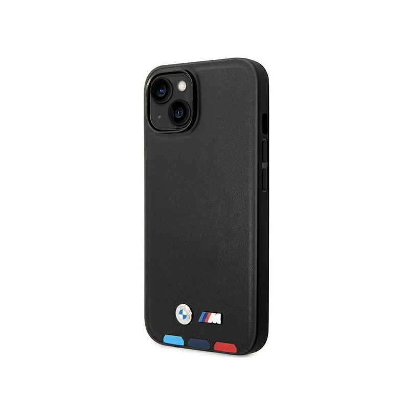 BMW Leather Stamp Tricolor dėklas iPhone 14 - juodas