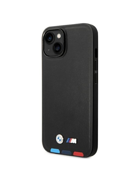 BMW Leather Stamp Tricolor dėklas iPhone 14 - juodas