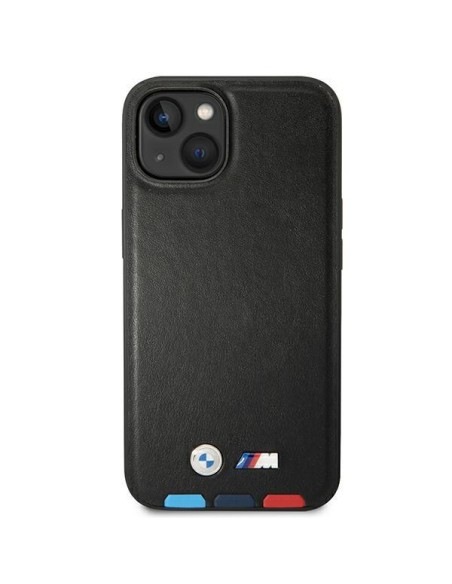 BMW Leather Stamp Tricolor dėklas iPhone 14 - juodas