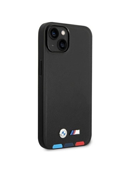 BMW Leather Stamp Tricolor dėklas iPhone 14 - juodas