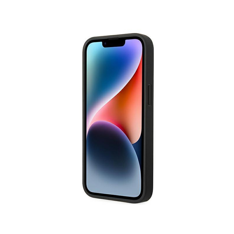 BMW Leather Stamp Tricolor dėklas iPhone 14 - juodas