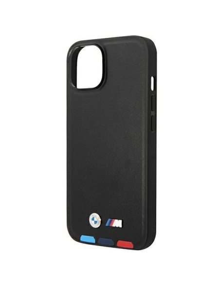 BMW Leather Stamp Tricolor dėklas iPhone 14 - juodas
