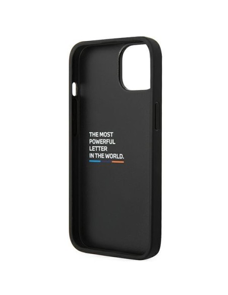 BMW Leather Stamp Tricolor dėklas iPhone 14 - juodas