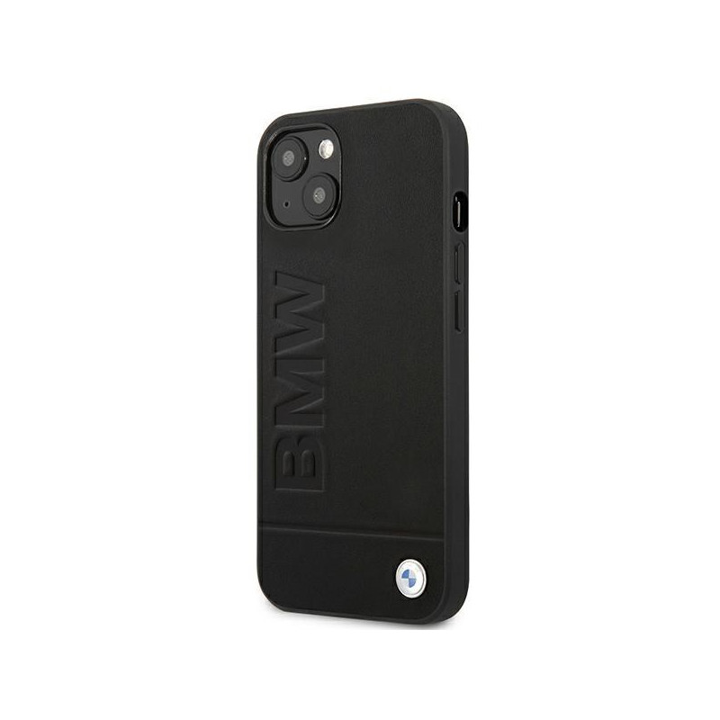 BMW Leather Stamp dėklas iPhone 14 - juodas