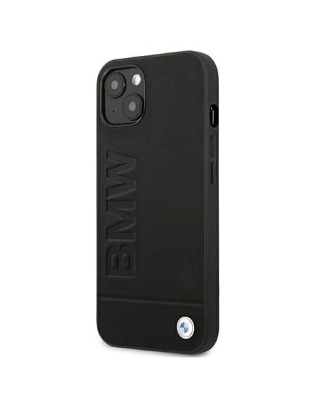 BMW Leather Stamp dėklas iPhone 14 - juodas BMW Leather Stamp dėklas iPhone 14 - juodas