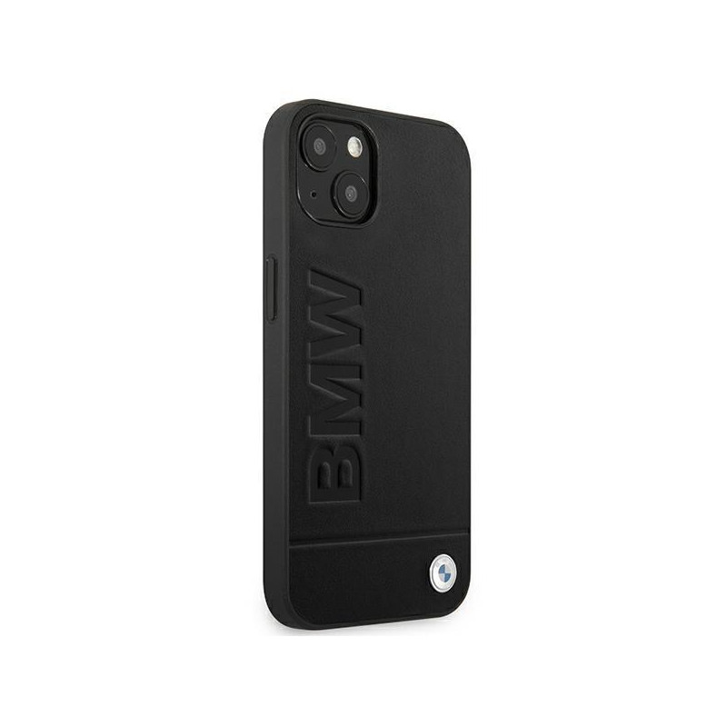 BMW Leather Stamp dėklas iPhone 14 - juodas