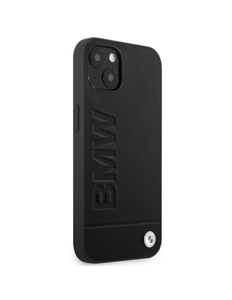 BMW Leather Stamp dėklas iPhone 14 - juodas BMW Leather Stamp dėklas iPhone 14 - juodas
