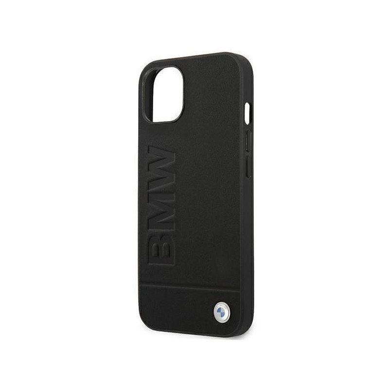 BMW Leather Stamp dėklas iPhone 14 - juodas