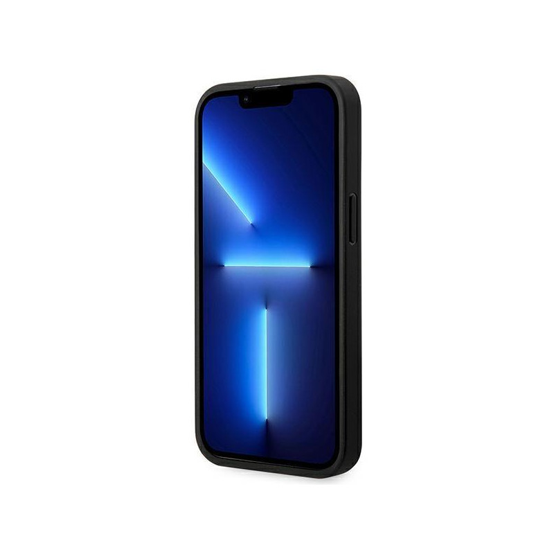 BMW Leather Carbon dėklas iPhone 14 Pro Max - juodas