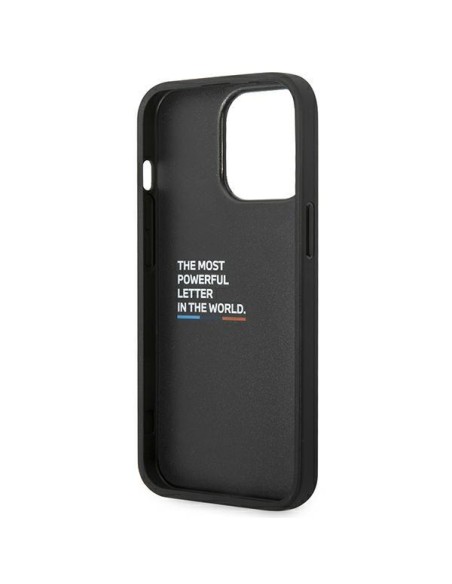 BMW Leather Carbon dėklas iPhone 14 Pro Max - juodas BMW Leather Carbon dėklas iPhone 14 Pro Max - juodas