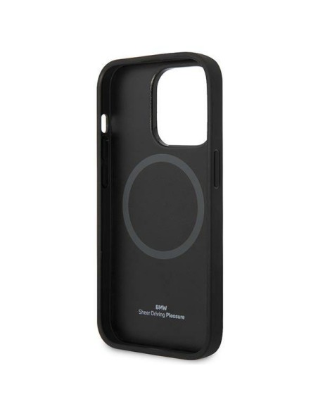 BMW Signature Logo Imprint MagSafe dėklas iPhone 14 Pro - juodas