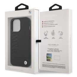 BMW Signature Logo Imprint MagSafe dėklas iPhone 14 Pro - juodas
