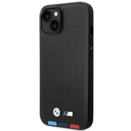BMW Leather Stamp Tricolor MagSafe dėklas iPhone 14 Plus - juodas
