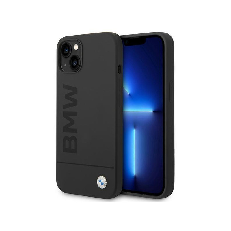 BMW Silicone Signature Logo MagSafe dėklas iPhone 14 Plus - juodas