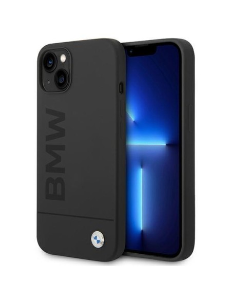 BMW Silicone Signature Logo MagSafe dėklas iPhone 14 Plus - juodas BMW Silicone Signature Logo MagSafe dėklas iPhone 14 Plus - juodas