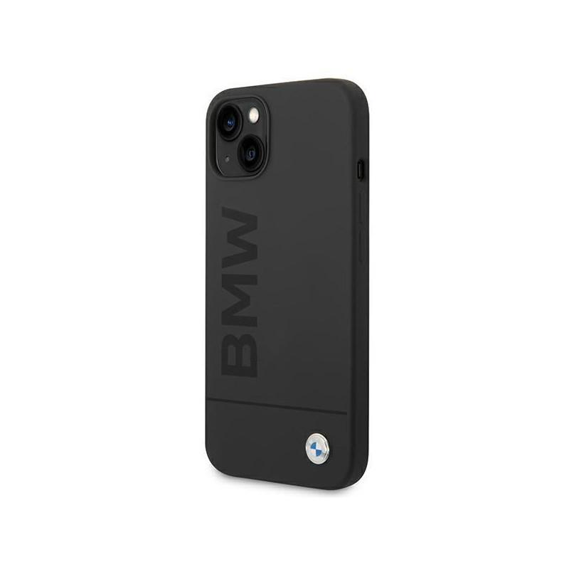 BMW Silicone Signature Logo MagSafe dėklas iPhone 14 Plus - juodas