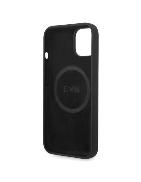 BMW Silicone Signature Logo MagSafe dėklas iPhone 14 Plus - juodas BMW Silicone Signature Logo MagSafe dėklas iPhone 14 Plus - juodas