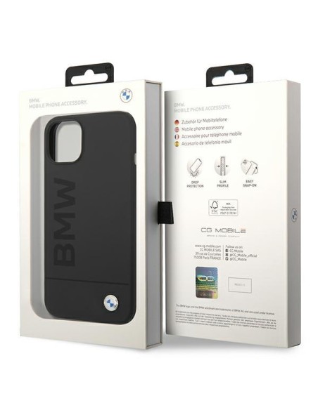BMW Silicone Signature Logo MagSafe dėklas iPhone 14 Plus - juodas BMW Silicone Signature Logo MagSafe dėklas iPhone 14 Plus - juodas