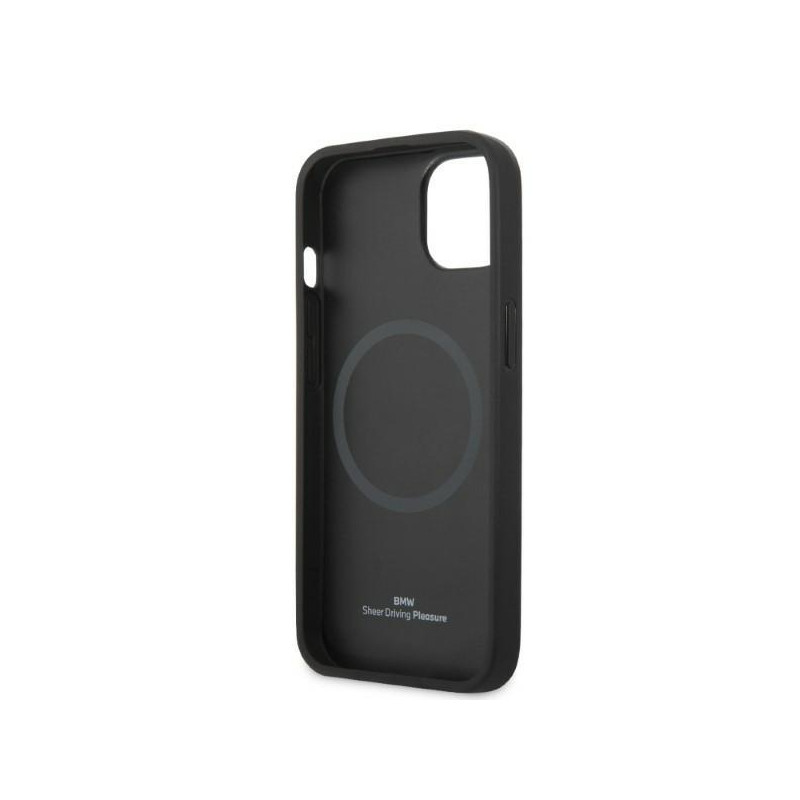 BMW Signature Logo Imprint MagSafe dėklas iPhone 14 Plus - juodas