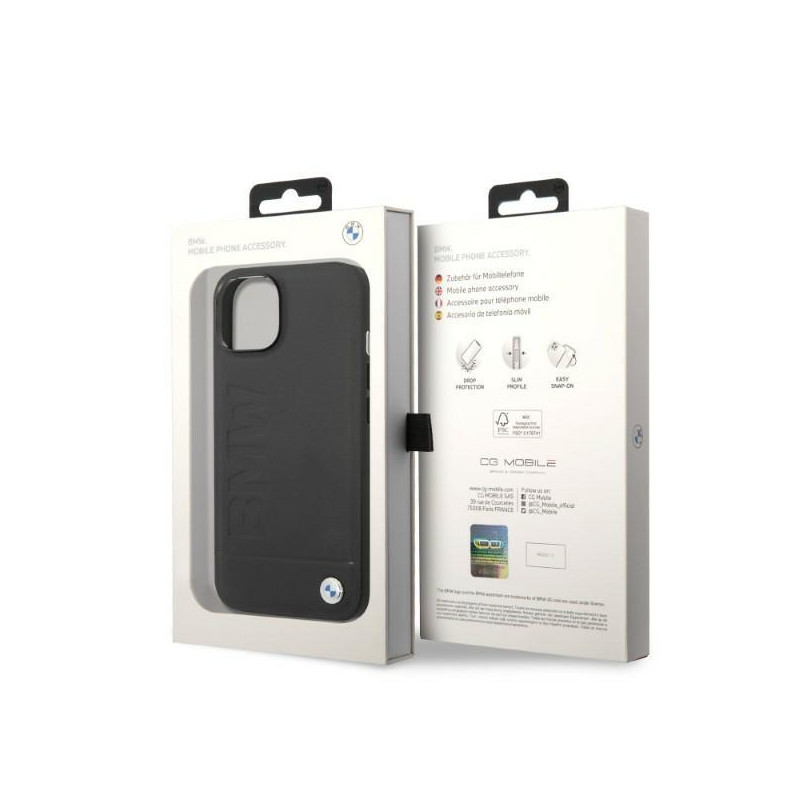 BMW Signature Logo Imprint MagSafe dėklas iPhone 14 Plus - juodas