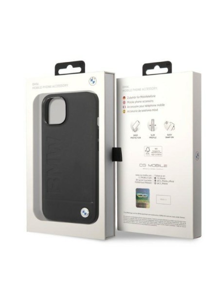BMW Signature Logo Imprint MagSafe dėklas iPhone 14 Plus - juodas BMW Signature Logo Imprint MagSafe dėklas iPhone 14 Plus - juodas
