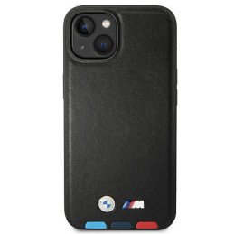BMW Leather Stamp Tricolor MagSafe dėklas iPhone 14 - juodas