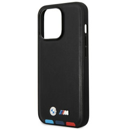 BMW Leather Stamp Tricolor MagSafe dėklas iPhone 14 Pro Max - juodas