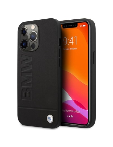 BMW Signature Logo Imprint MagSafe dėklas iPhone 14 Pro Max - juodas