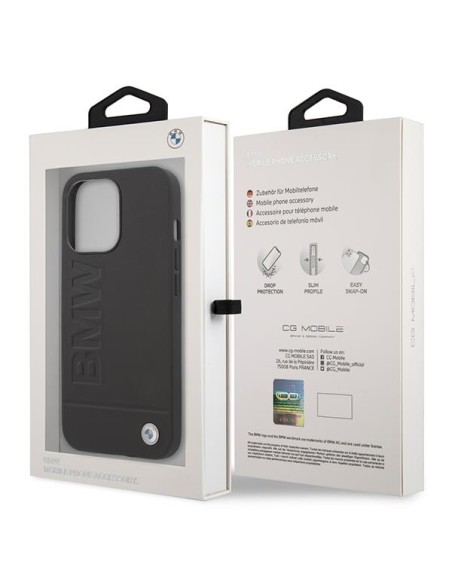 BMW Signature Logo Imprint MagSafe dėklas iPhone 14 Pro Max - juodas
