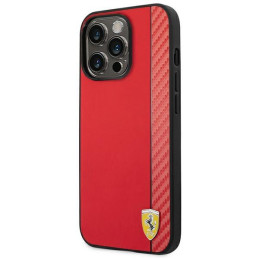 Ferrari Carbon dėklas iPhone 14 Pro - raudonas