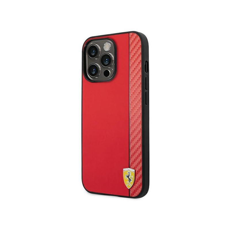 Ferrari Carbon dėklas iPhone 14 Pro - raudonas