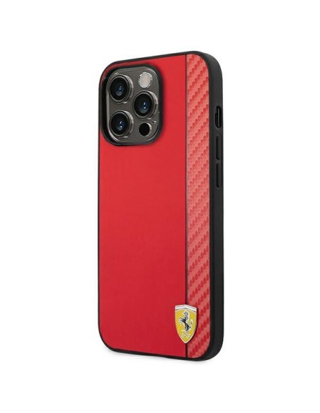 Ferrari Carbon dėklas iPhone 14 Pro - raudonas Ferrari Carbon dėklas iPhone 14 Pro - raudonas