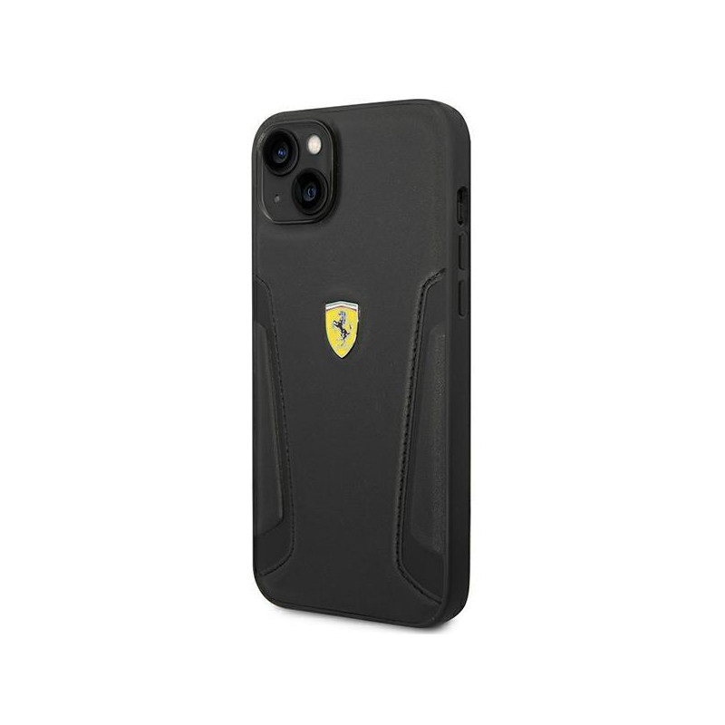 Ferrari Leather Stamp Sides dėklas iPhone 14 - juodas