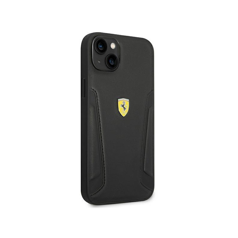 Ferrari Leather Stamp Sides dėklas iPhone 14 - juodas
