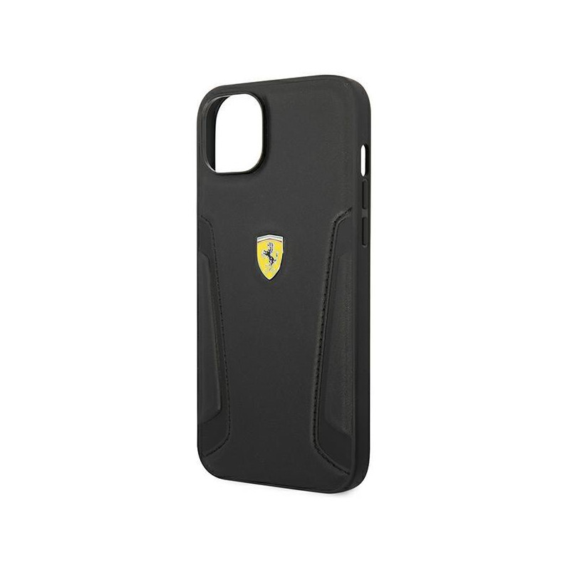 Ferrari Leather Stamp Sides dėklas iPhone 14 - juodas