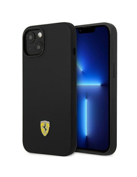 Ferrari Silicone Metal Logo dėklas iPhone 14 - juodas Ferrari Silicone Metal Logo dėklas iPhone 14 - juodas