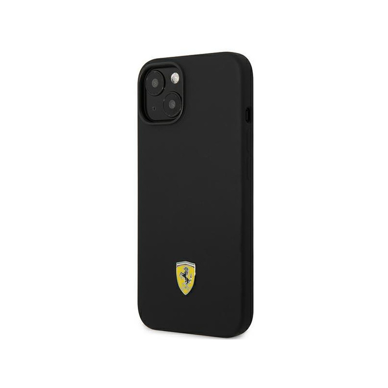 Ferrari Silicone Metal Logo dėklas iPhone 14 - juodas