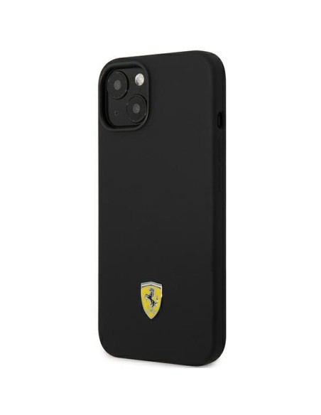 Ferrari Silicone Metal Logo dėklas iPhone 14 - juodas Ferrari Silicone Metal Logo dėklas iPhone 14 - juodas