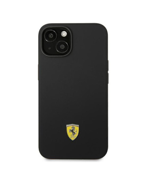 Ferrari Silicone Metal Logo dėklas iPhone 14 - juodas Ferrari Silicone Metal Logo dėklas iPhone 14 - juodas