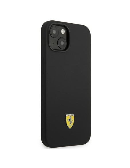 Ferrari Silicone Metal Logo dėklas iPhone 14 - juodas Ferrari Silicone Metal Logo dėklas iPhone 14 - juodas