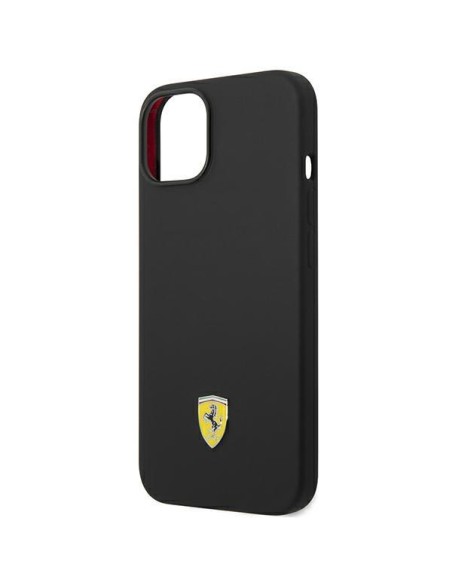 Ferrari Silicone Metal Logo dėklas iPhone 14 - juodas Ferrari Silicone Metal Logo dėklas iPhone 14 - juodas