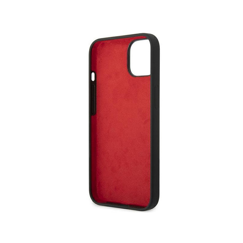 Ferrari Silicone Metal Logo dėklas iPhone 14 - juodas