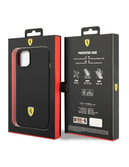 Ferrari Silicone Metal Logo dėklas iPhone 14 - juodas Ferrari Silicone Metal Logo dėklas iPhone 14 - juodas