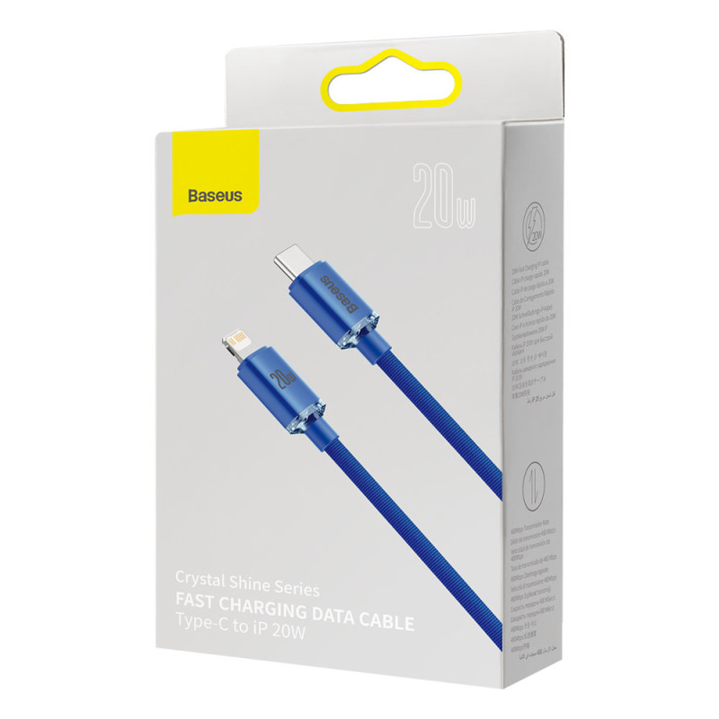 Kabelio laidas greitam įkrovimui ir duomenų perdavimui USB-C iPhone Lightning 20W 2m mėlynas