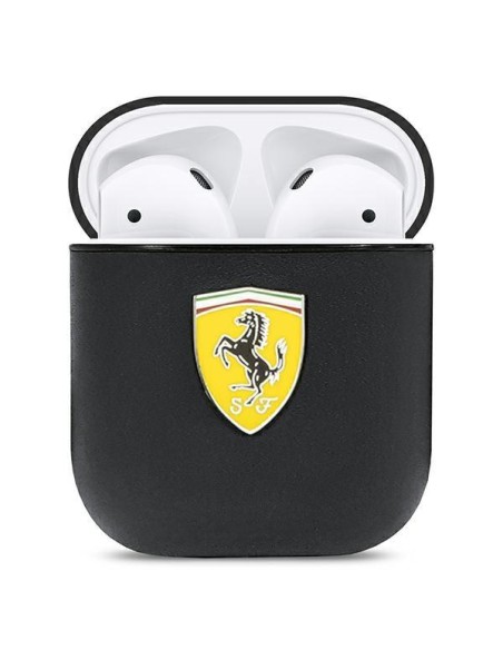 Ferrari On Track Odinis dėklas, skirtas AirPods 1/ 2 – juodas Ferrari On Track Odinis dėklas, skirtas AirPods 1/ 2 – juodas