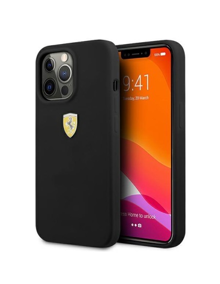 Ferrari silikoninis dėklas iPhone 13 Pro / iPhone 13 - juodas Ferrari silikoninis dėklas iPhone 13 Pro / iPhone 13 - juodas