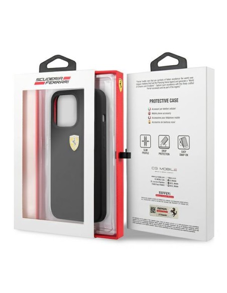 Ferrari silikoninis dėklas iPhone 13 Pro / iPhone 13 - juodas Ferrari silikoninis dėklas iPhone 13 Pro / iPhone 13 - juodas